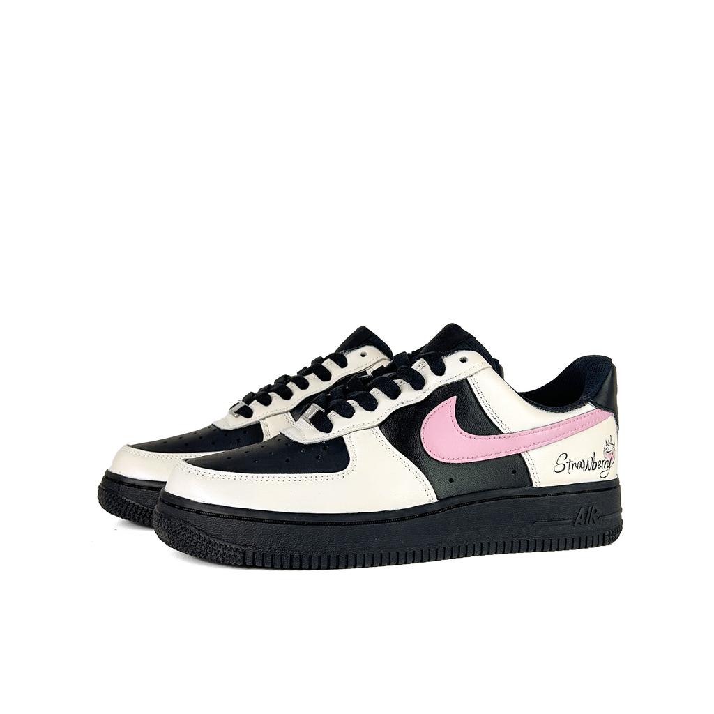 Nike Air Force 1 Кожаные Устойчивые к истиранию Нескользящие Низкие Скейтбордические Кроссовки Женские Черно-розовые DD8959-001()