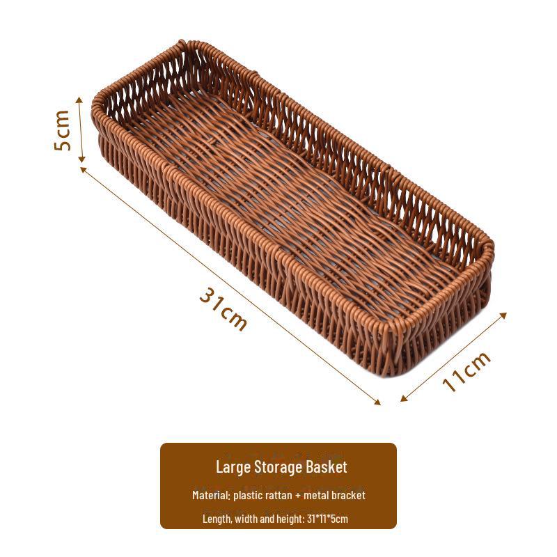 Органайзер для кухонных ящиков из искусственного ротанга: Корзина для хранения столовых приборов и принадлежностей