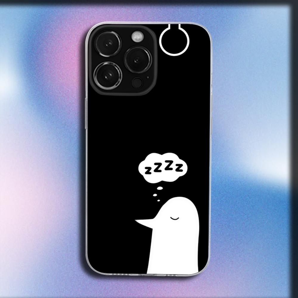 Чехол для телефона «Спокойной ночи, П-Пунпун» для iPhone 16, 15, 14, 13, 12, 11 Plus, Pro, Max, XR, XS, X, Plus, SE, Mini Прозрачный Мягкий Чехол
