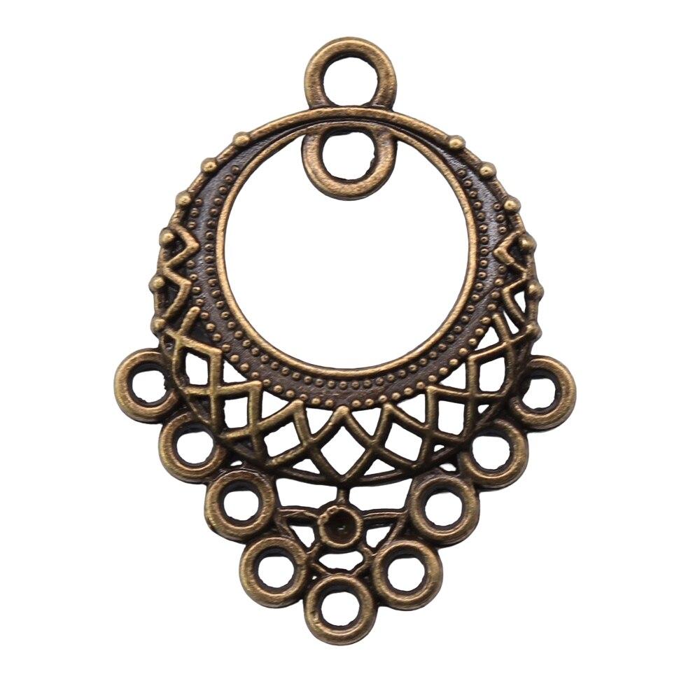 10 шт. серьги-коннекторы, подвески для пары, цвет античной бронзы, 32X24 мм