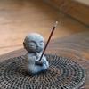Japanese Jizo Monk Incense Holder For Sticks Zen Monk Incense Burner Sandstone Buddha Incense Stick Holder
