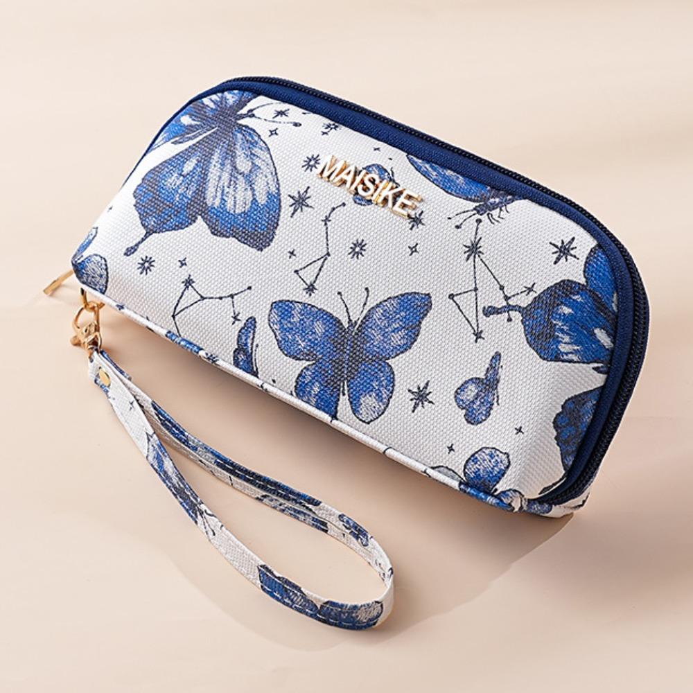 Jacquard Flower Handbag Coin Pocket Women Long Purse Portable Butterfly Clutch Wallet Travel