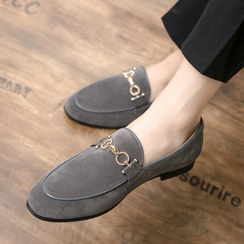 Men’s Loafers Wingtip Dress Formal Shoes Men Suede Grey Tuxedo Wedding Blazers Saddle Shoes Large Size