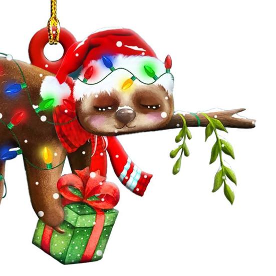 Рождественская подвеска акриловая шапка Санты украшение в виде животного праздничное подвесное украшение для елочной гирлянды брелок