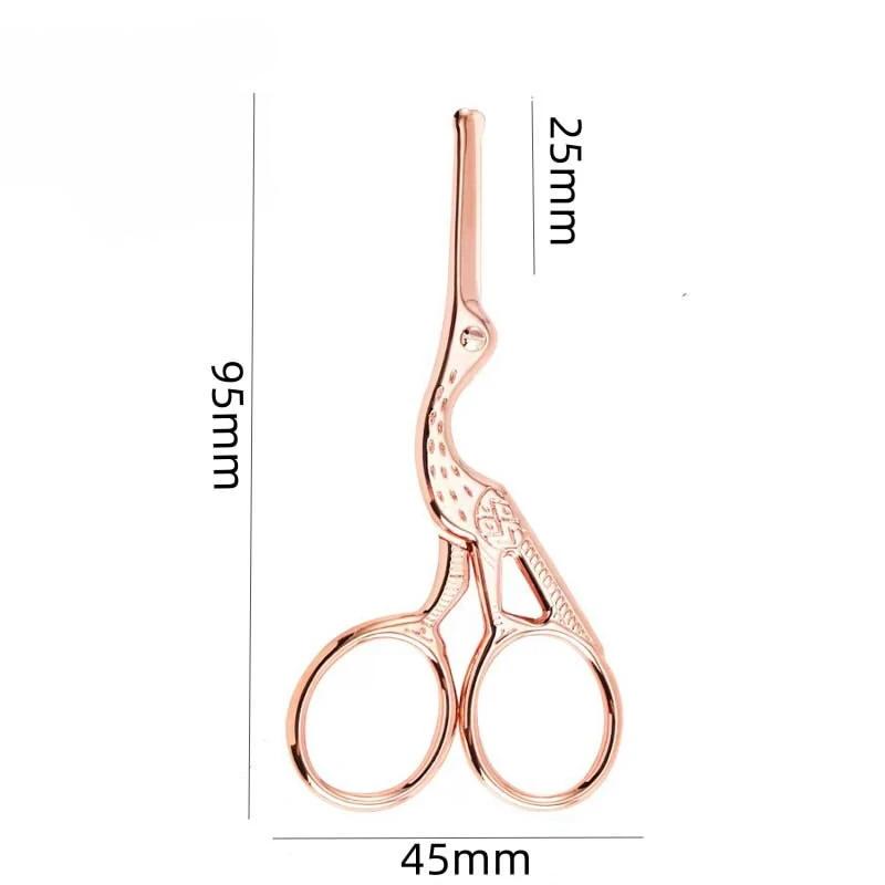 Черные круглые ножницы для волос в носу, ножницы для красоты аиста для бровей, волос в носу, бороды, ушей, ножницы для бровей из нержавеющей стали
