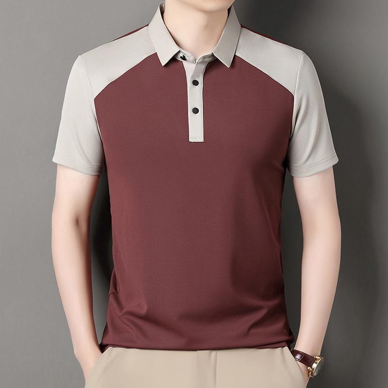 Рубашка поло мужская Splicing Craft Business Casual контрастного цвета из хлопка, мягкая дышащая футболка с короткими рукавами