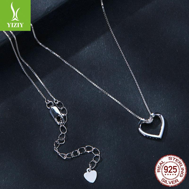 Серебряное колье-цепочка S925 с муассанитом в форме сердца для женщин, простое классическое колье на ключицу для девушки