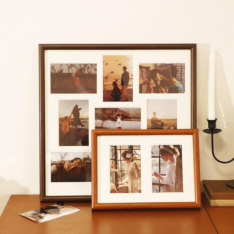 Wooden Multi-Photo Frame 9 Grid DIY Wall Hanging Or Desktop Display Couples Friends Memories Modern Minimalist Home Decor