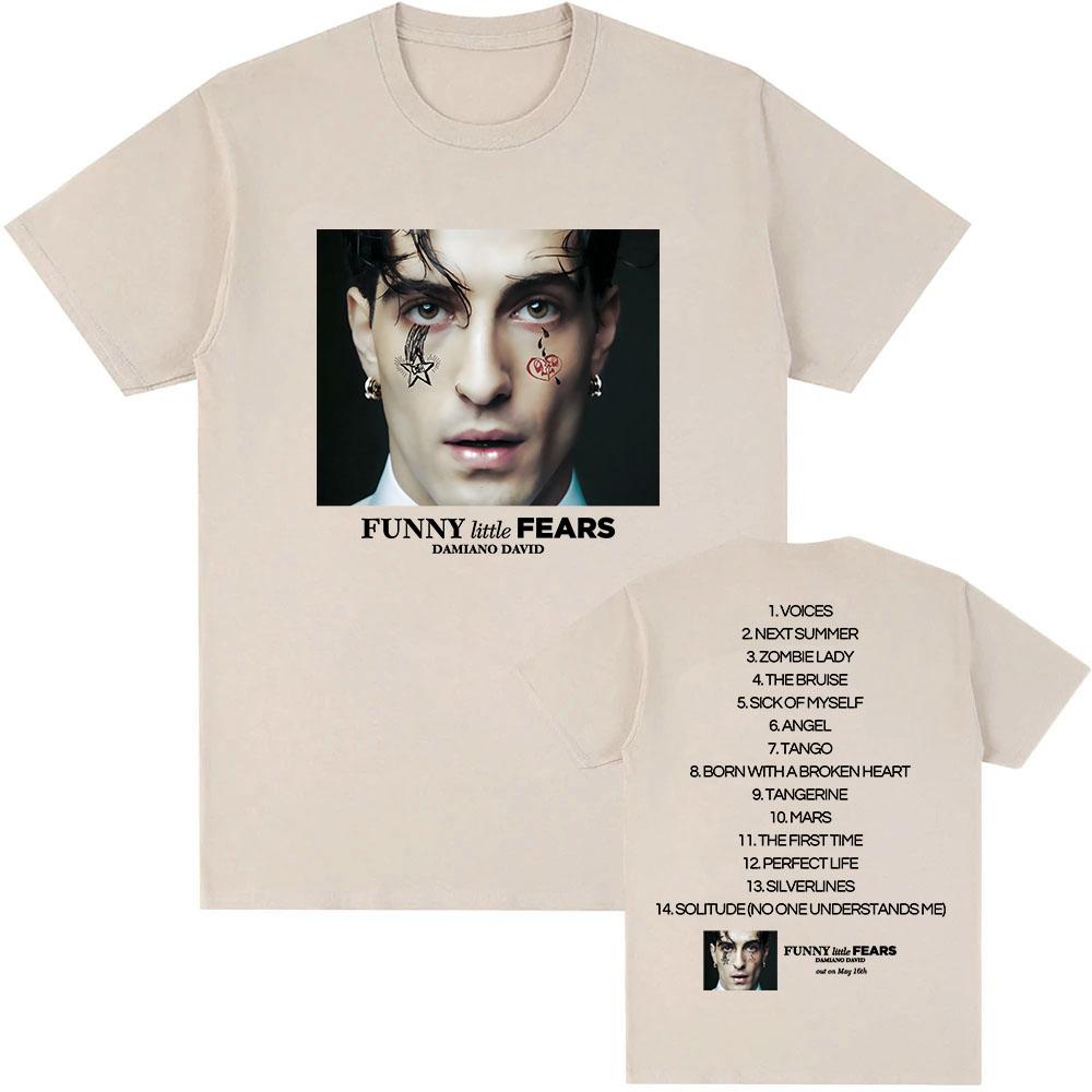 FUNNY Little FEARS Album T-shirt Damiano David Singer Printing Tshirts Cotton Men Summer O-neck T Shirt Unisex Streetwear