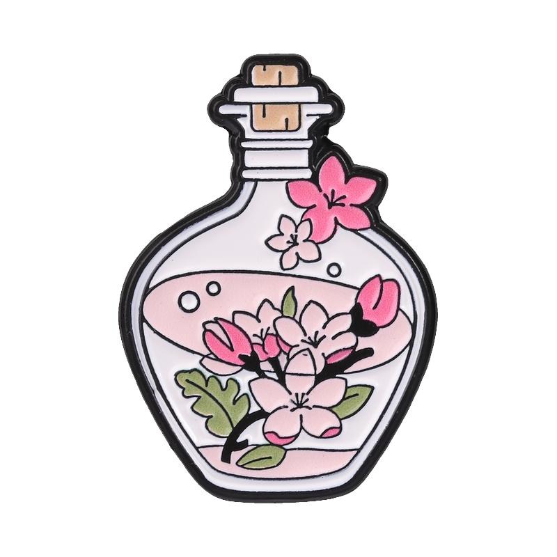 Xiaomi Beautiful Lily Morning Flower In Bottle Cartoon Badge Glory Cherry Blossom Magic Flower Bottle Enamel Pin Jewelry Gift Bag Badg