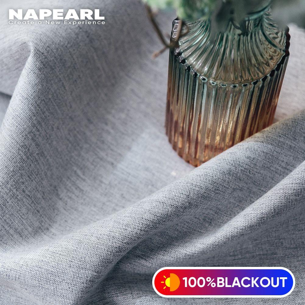 1 шт. NAPEARL 100% Блэкаут Льняная Штора Однотонная Современная Штора на Кольцах Для Спальни Гостиной Домашний Декор