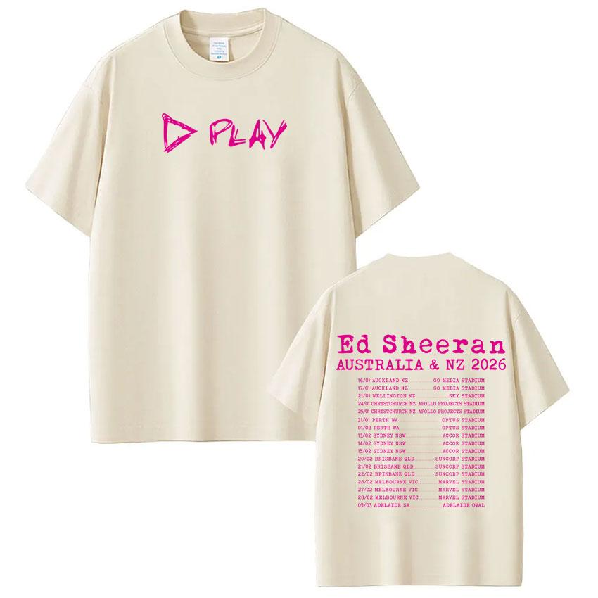 Ed Sheeran Loop Tour 2026 Doublesided Print T Shirts Unisex Women Harajuku Tshirts Cotton Aesthetic Trendy Tshirts Streetwear