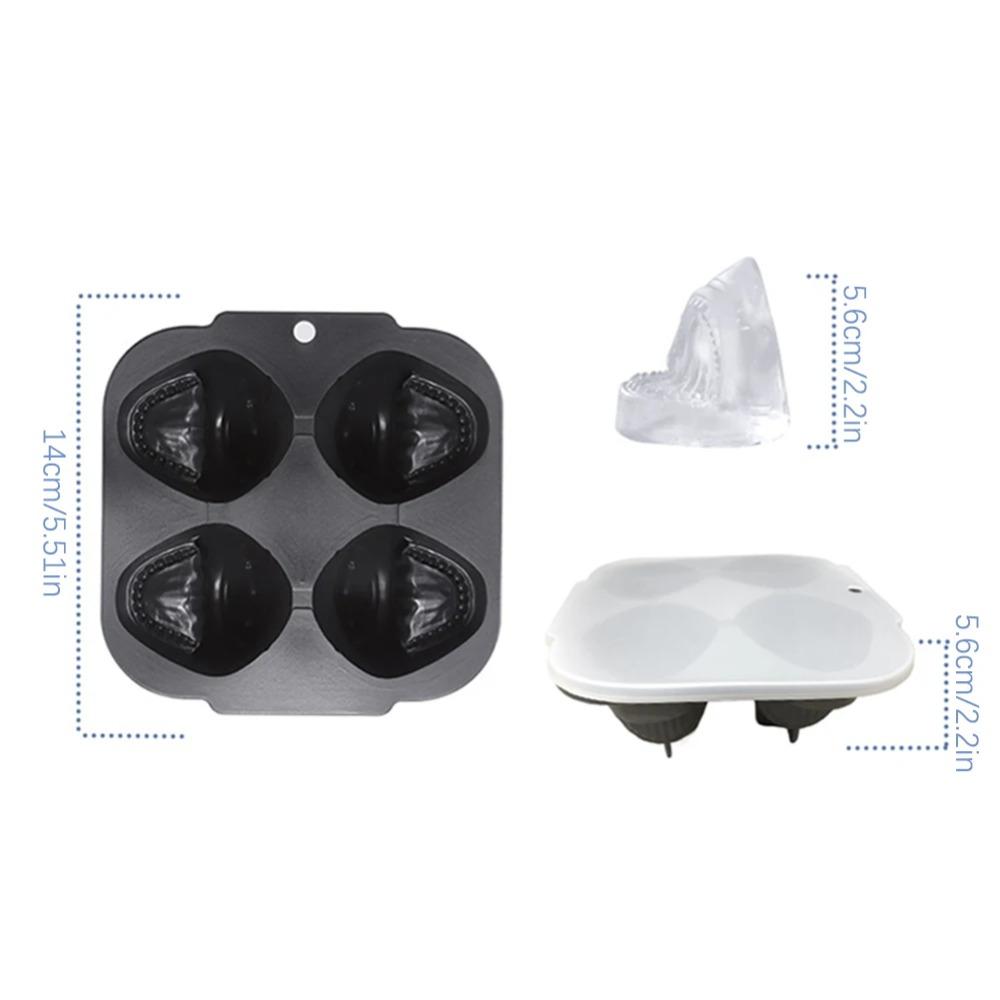 2pcs 3D Sharks Ice Cube Mold 4 Grid Ice Cube Maker Durable Ice Cube Tray Summer