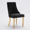 Rayon Cloth Flocking Chenille Dining Chairs, Comfy Upholstered Accent Chair with Golden Stainless Steel Plating Legs, Set of 2 (Black), DE1647BK