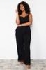 Women's Fashion New Plus Big Size Pajama Set Black Lace Detailed Knitted Pajama Set