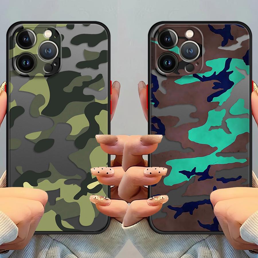 Funda Back Phone Cover Case for iPhone 17 Pro Max 7 8 SE 14 13 Mini XS XR 15 Air 11 12 16 Plus Camouflage Pattern