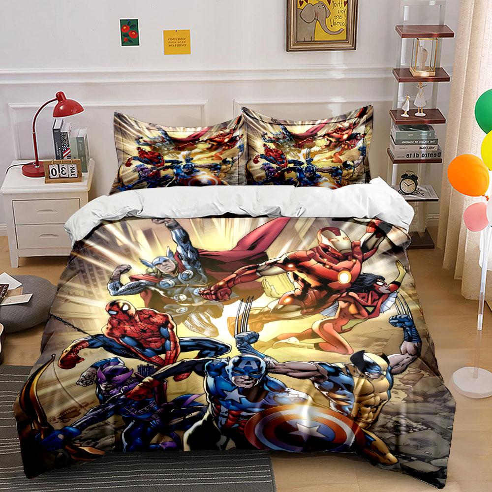 Superheroes in action poses. Bedding sets Duvet cover sets Duvet covers Pillowcases(1 * Duvet Cover 2 * Pillowcases without duvet insert)