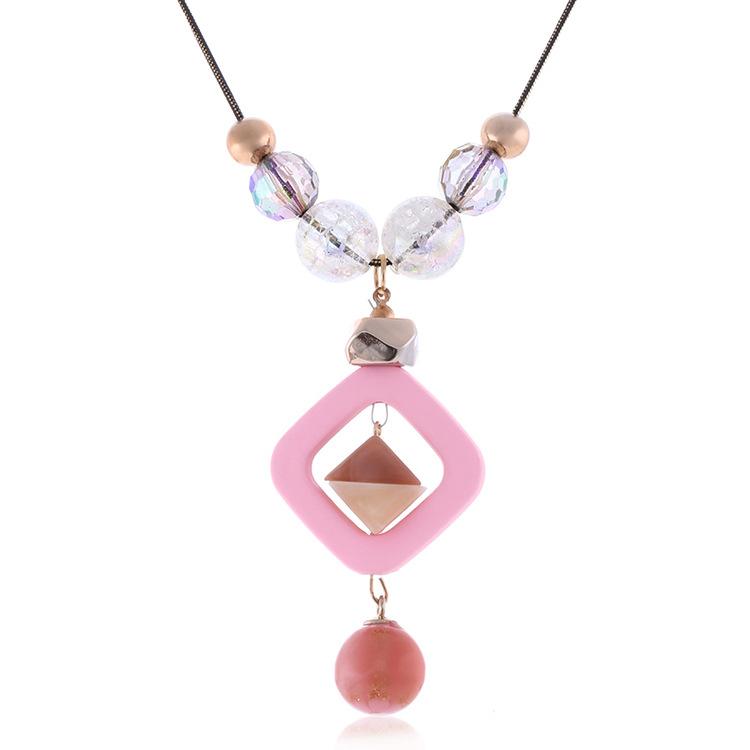 JMXD-Acrylic Necklace Women, Painted Bead Pendant Sweater Chain, New Accessories Fashion Jewelry