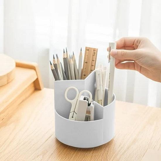 Desk Organizer I Plastic Holder with 3 Compartments I Multifunctional |Pen and Pencil Holders I