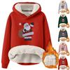 Women's Fashionable Hooded Christmas Print and Fleece Warm Loose Pullover Hoodie