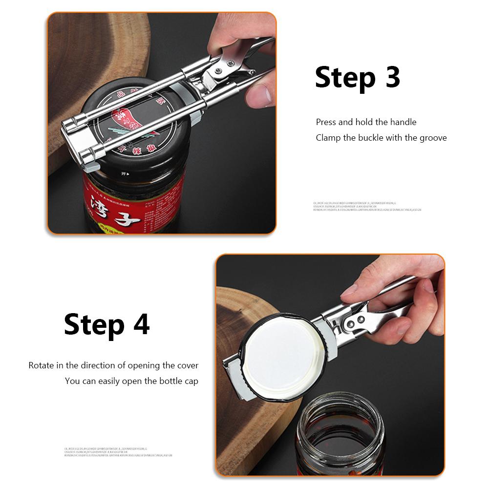 Открывалка для бутылок из нержавеющей стали Многофункциональная ручная открывалка для банок и бутылок Захват для крышек банок Кухонные аксессуары для слабых рук