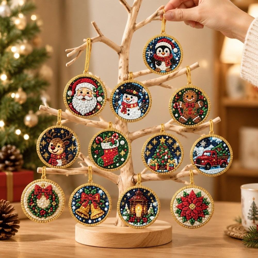 Pearl Christmas Hanging Ornaments Acrylic Board Rhinestone Decoration Set Fireplace Wreath