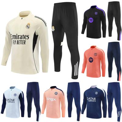 Футбольная тренировочная форма Real Madrid с полумолнией, Barcelona Paris, Inter Milan, Arsenal Miami, Ac Ajax Футбольная форма