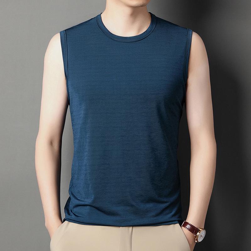 Summer New Middle-Aged Men's Short-Sleeved T-shirt Small V-neck Thin Business Cotton Men's Vest T-shirt