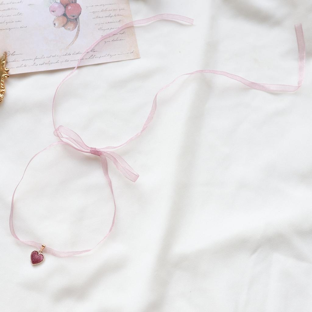 Ожерелье с кулоном в виде банта из фиолетовой цветочной ленты - чокер в стиле феи для женщин