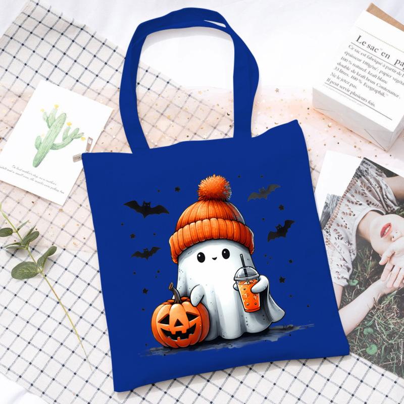 Halloween Printed Shoulder Bag Female Large Capacity Student Canvas Bag Tutoring Shopping Bag