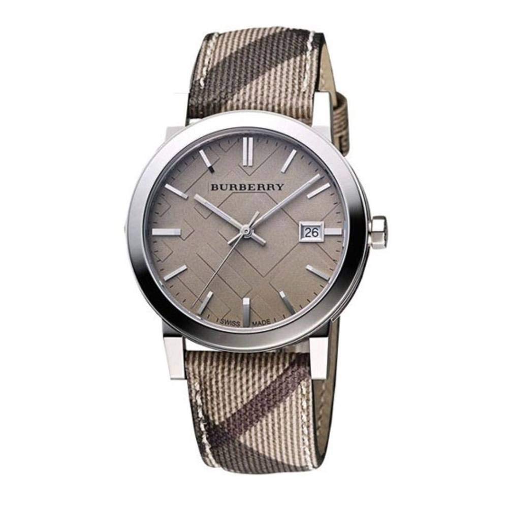 Burberry Женские часы City Nova с бежевым циферблатом и серым кожаным ремешком BU9023