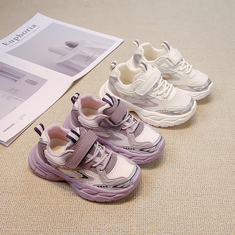 Девочки спортивная обувь 2025 новая весна и осень детская обувь сетчатая дышащая обувь папы летняя мужская для среднего и старшего возраста детская сетчатая обувь