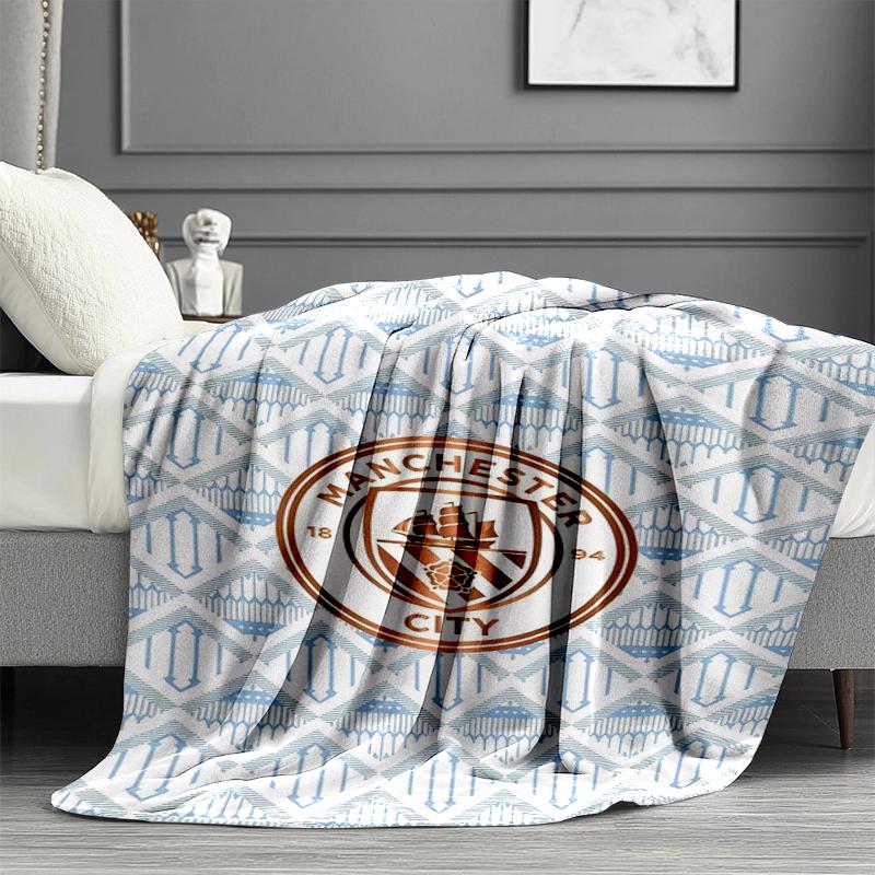 Manchester City FC Print Blanket - Soft & Comfortable, for Bedroom, Travel, Sofa, Home Decoration - Birthday Christmas Gift for Friend