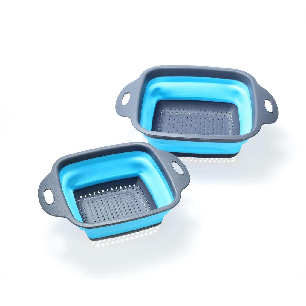 Foldable Silicone Colander Set: Easy-to-Store Round Kitchen Drain Baskets