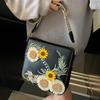 Китайская пасторальная женская сумка через плечо, новая модная универсальная сумка-ведро большой вместимости для поездок на работу