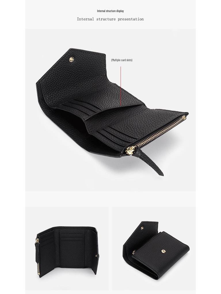 Женский компактный кошелек в японском стиле, милый, из мягкой коровьей кожи, простой складной конверт, монетница