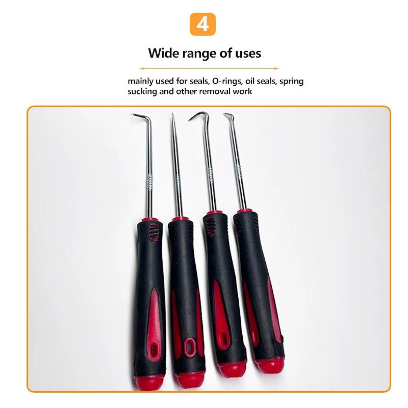 Набор отверток для сальников автомобильных автомобилей, съемник для прокладок уплотнительных колец, крючки, инструменты для ремонта уплотнений 16 см, 4 шт.