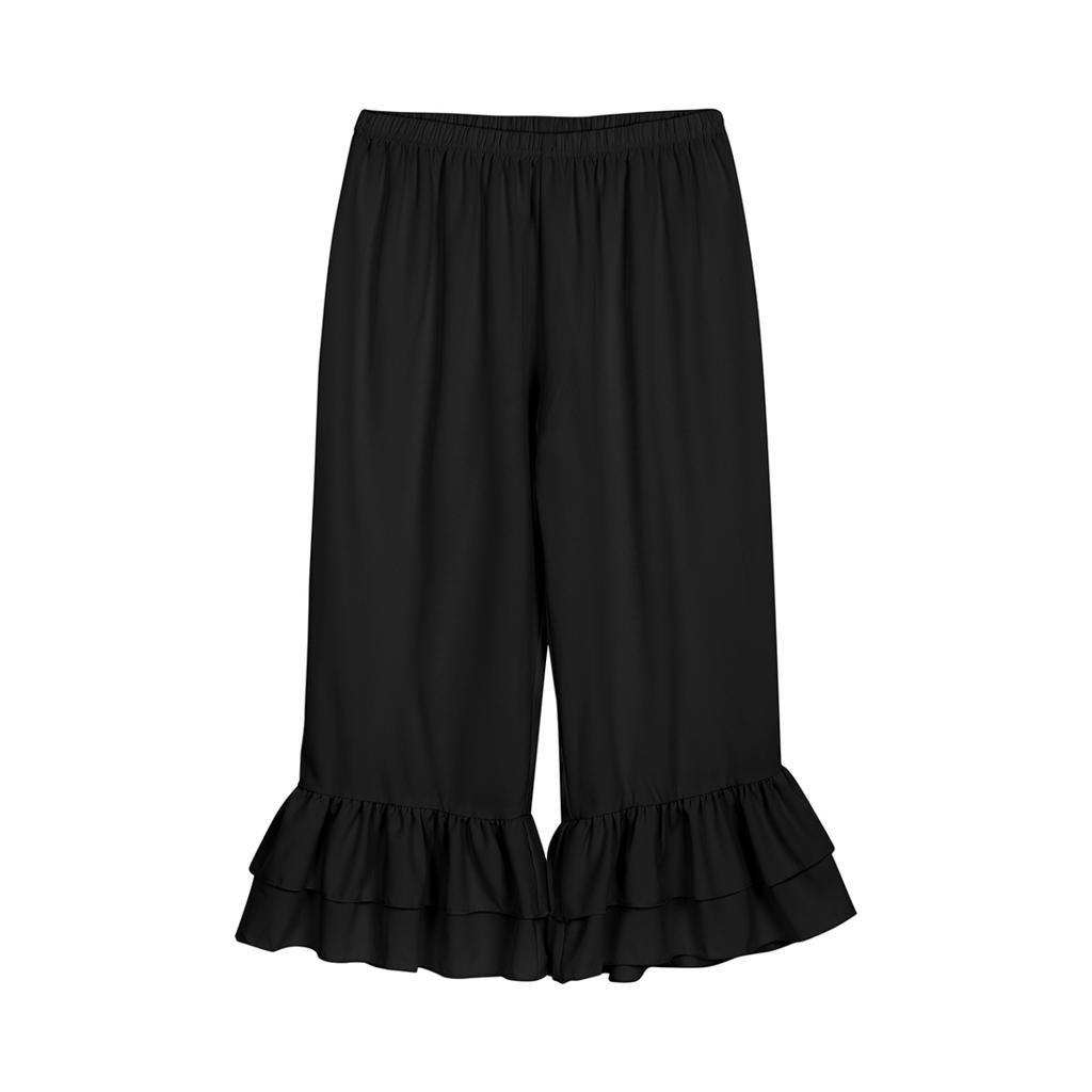 Women Retro Vintage Elastic Waist Ruffles Hem Pantaloons Bloomers Underpants Victorian Era Costume