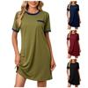 Fashion Casual Comfortable Loose Fit Solid Color T-shirt Round Neck Pajama Dress