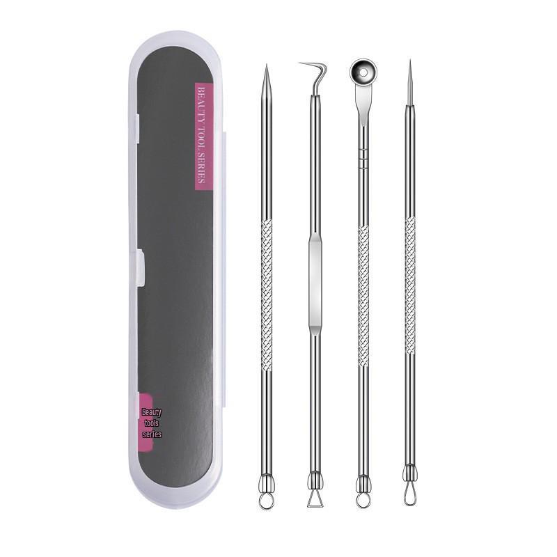 4-Piece Stainless Steel Double-Ended Blackhead and Acne Extractor Set