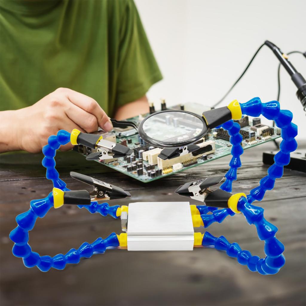 Держатель для пайки печатных плат с 5-кратной лупой и основанием Многофункциональный инструмент для верстака Гибкие рычаги Инструмент для пайки для пайки/ремонта