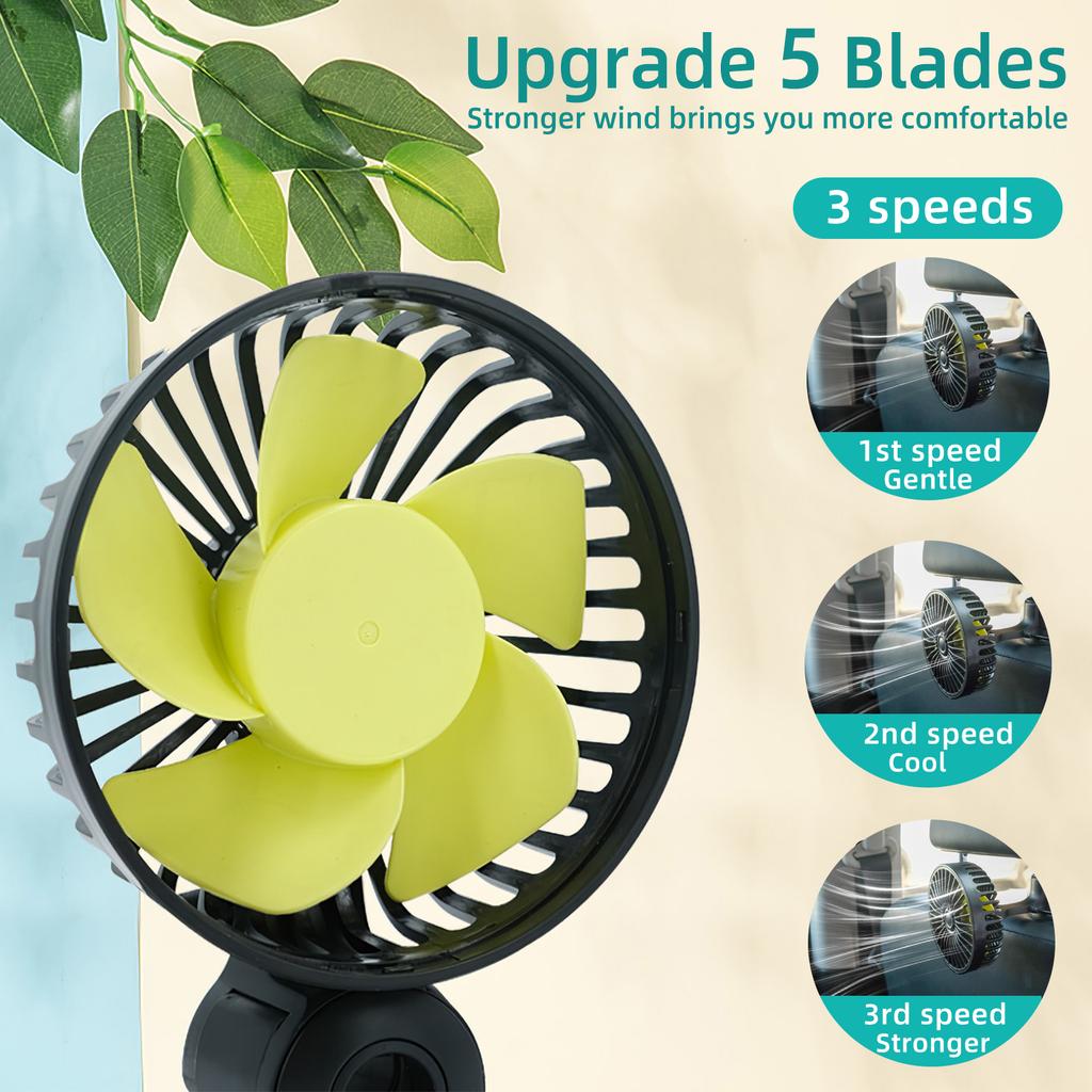 Hipacool Car Fan Cooler Rear Seat Ventilador USB Freshener Portable Air Conditioner Cooler Auto Ventilator 5Blades 3 Gear Wind