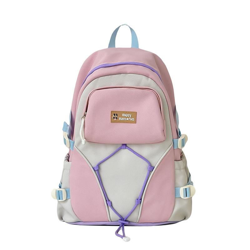 New Schoolbag Large Capacity Backpack Student Contrast Color Backpack Casual Versatile Backpack Junior and Senior High School Schoolbag