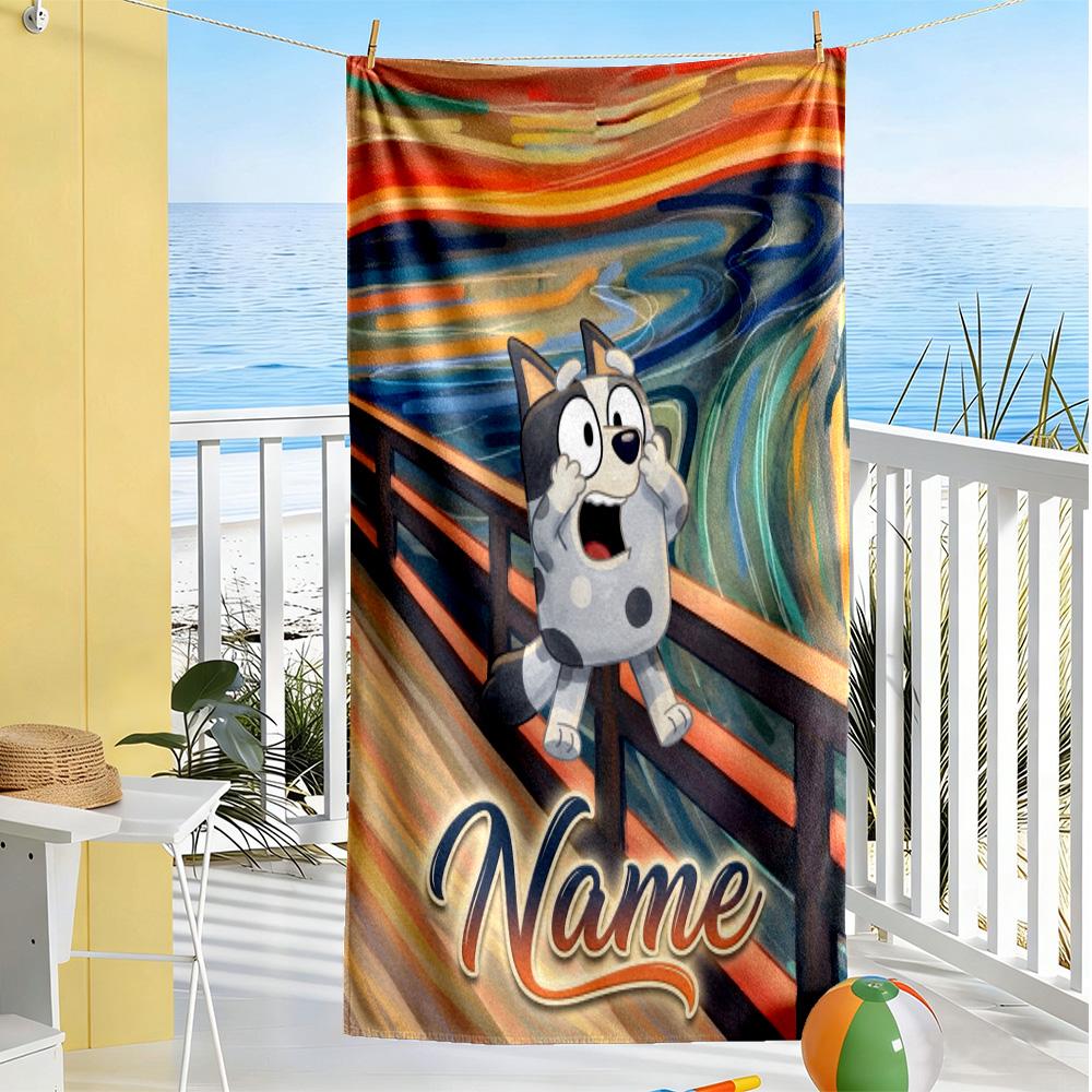 Whimsical Artistic Journey Customized Name Beach Towel Quick-Dry Soft Microfiber