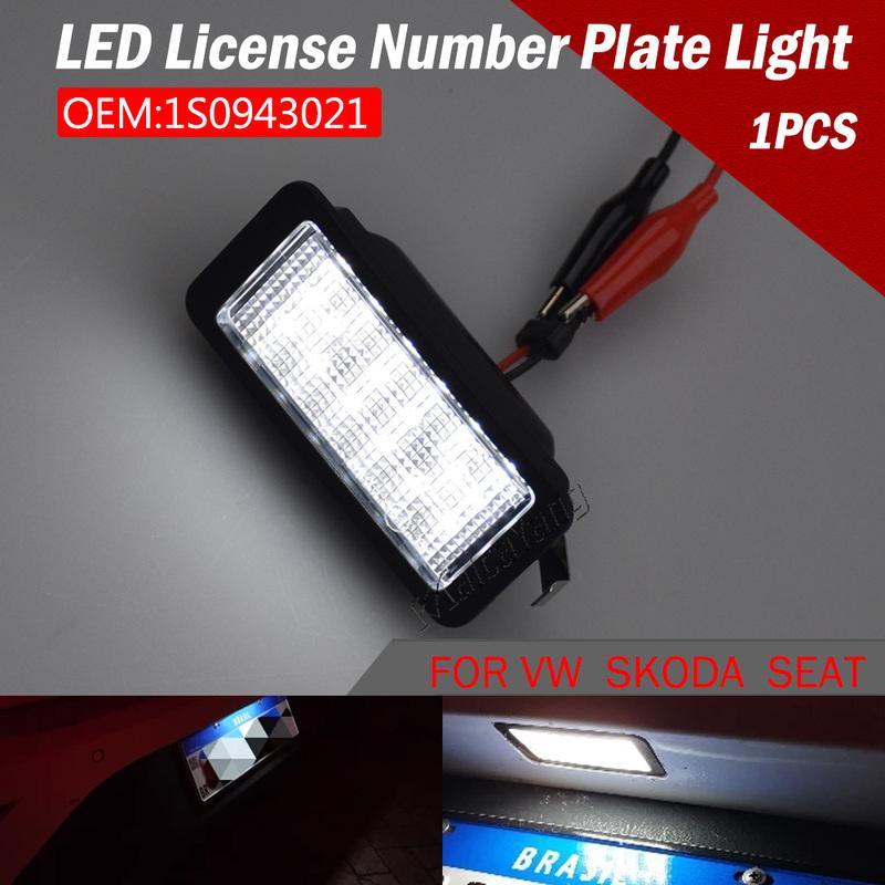 1Piece Canbus LED Number License Plate Lights Lamps For VW UP! Skoda Citigo Seat Mii E- 2012- Ibiza 6J White OEM#1S0943021