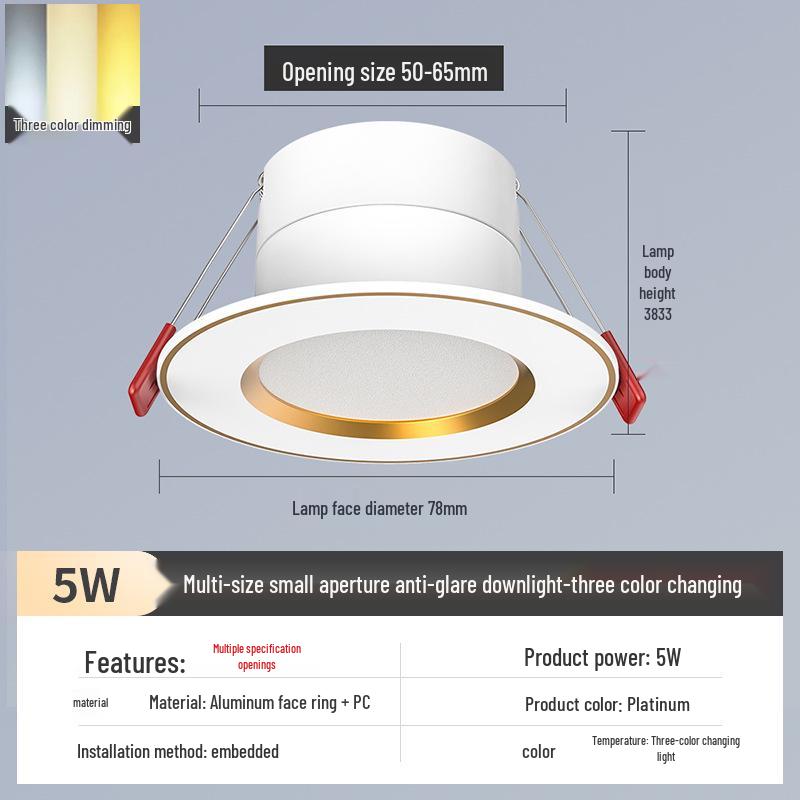 2-Inch Round Recessed Downlight, 56.5cm Opening, 35.5cm Small Ceiling Light, Home Mini