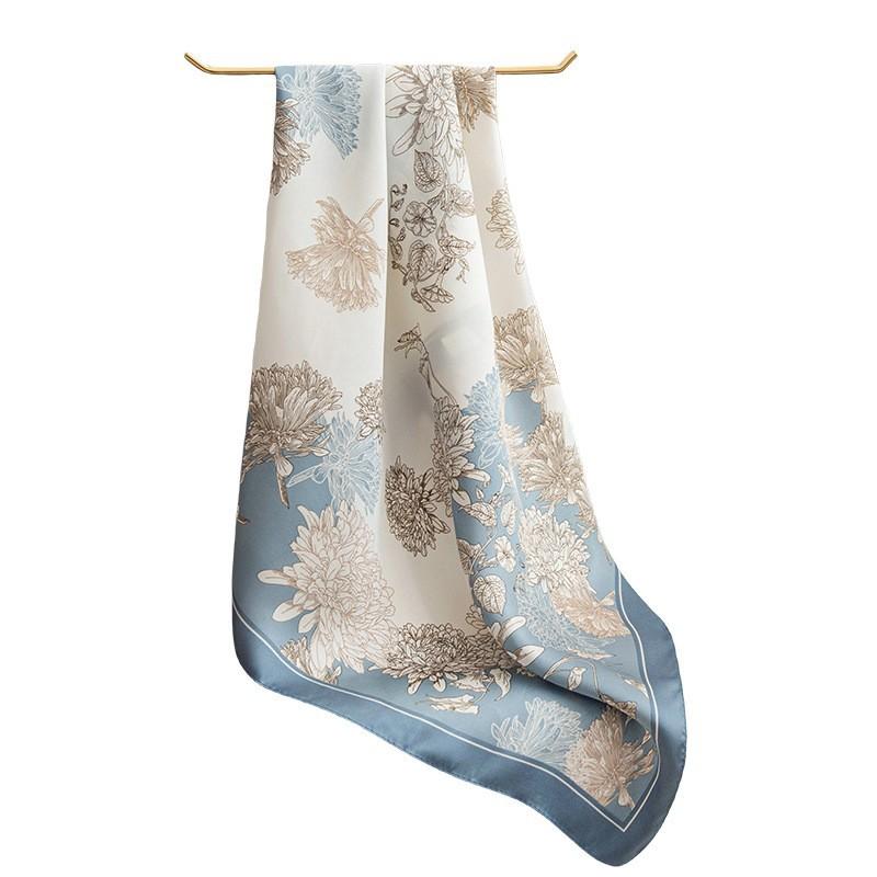 Vintage Oil Painting 70 Square Scarf Satin New Trend Silk Scarf Bohemian Four Seasons Women's Scarf Air Conditioner Shawl