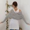 Knitted Cable Wrap with Sleeves Solid Color Hollow Twist Crochet Pattern Women Shawl Scarf