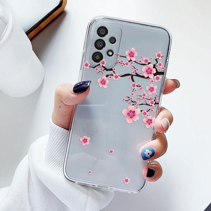 Чехол для телефона Samsung A53 5G A33 Цветочный силиконовый чехол для Samsung Galaxy A73 Fundas Coque Прозрачный мягкий Capas Цветочный ТПУ