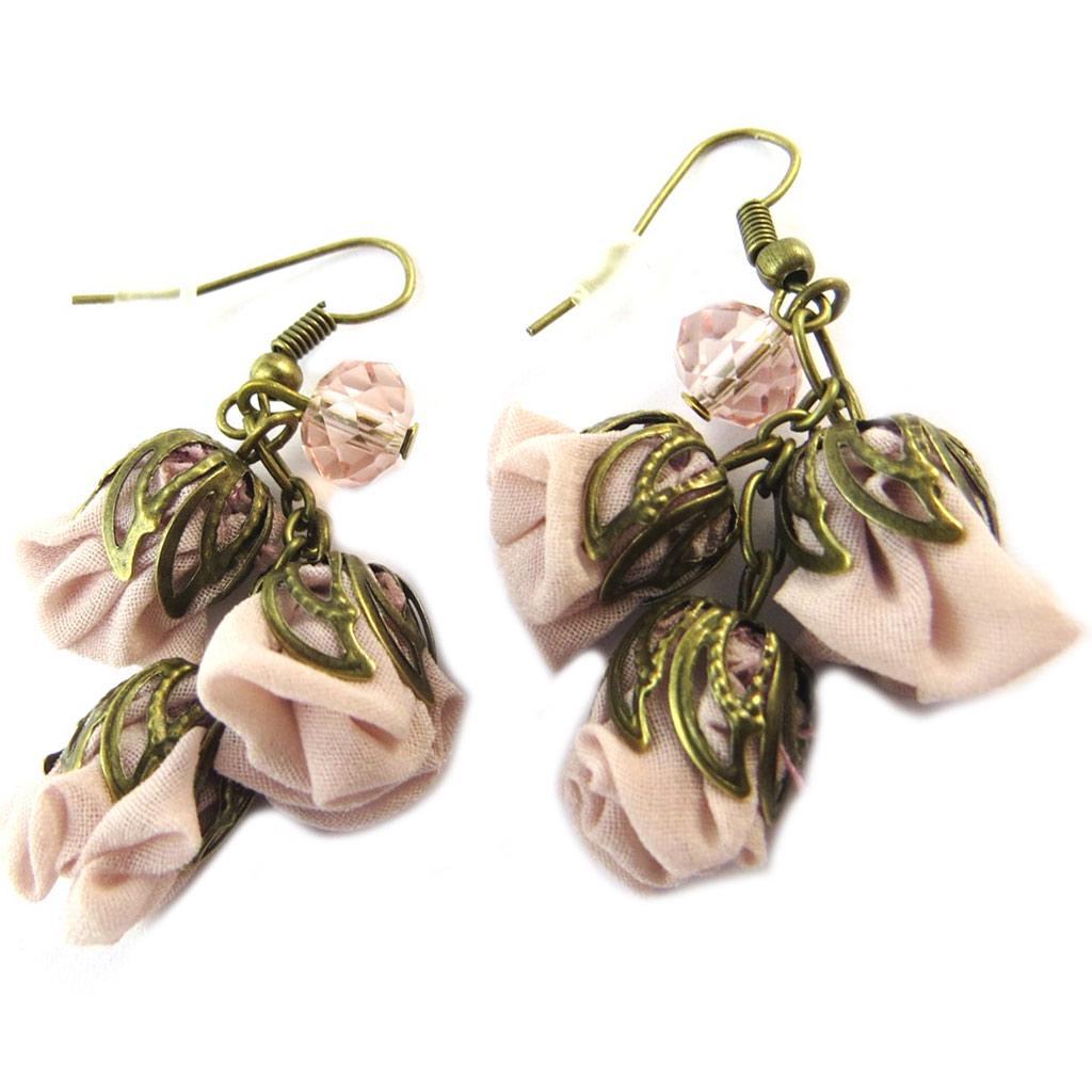 Les Trésors De Lily [P0784] - Artisanal Earrings 'Les Antoinettes' Old Pink (handmade)